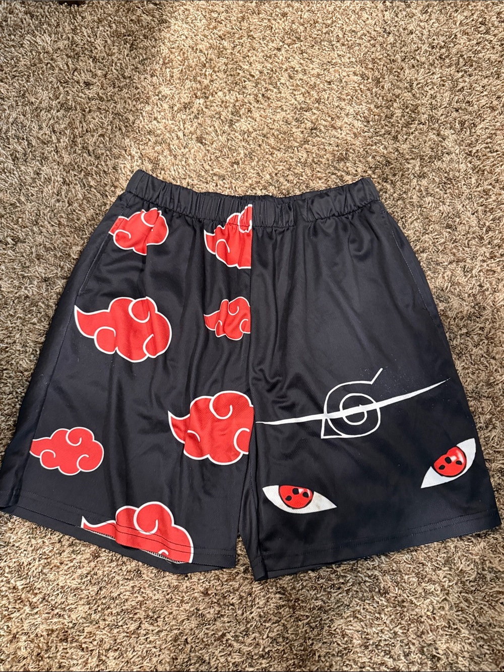 Akatsuki Print Black Men's Athletic Shorts